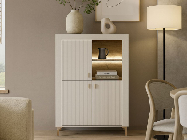 Commode à tiroirs avec éclairage LED Messina Cachemire