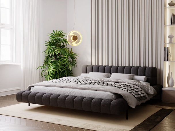Lit rembourré avec sommier 160x200 Imagine Noir