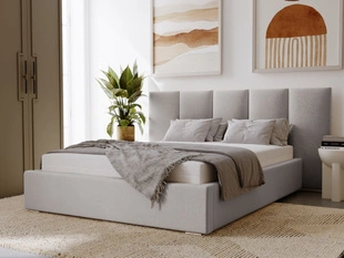 Lit Coffre rembourré avec sommier relevable 160x200 Lizbona Gris clair