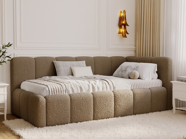 Lit adolescent 1 place avec rangement et sommier 90x200 Cloud One Marron