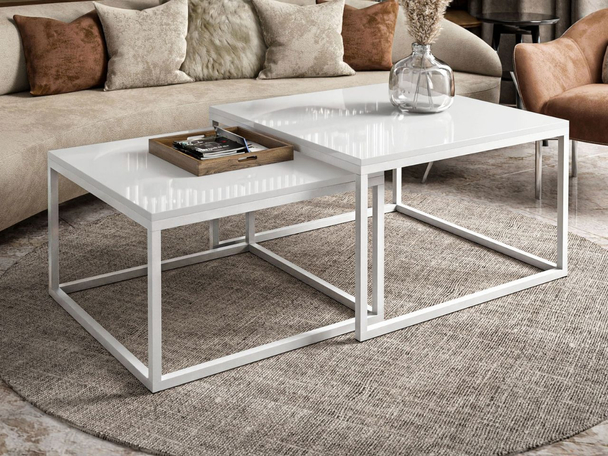 Tables Basses Gigognes Asumi Brillant blanc 40x46