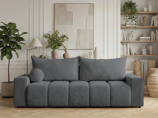 Canapé Droit Convertible avec Coffre Miro Gris foncé