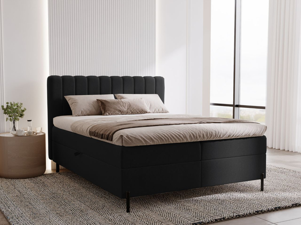 Lit Boxspring avec Coffre de Rangement 120x200 Primavera Noir