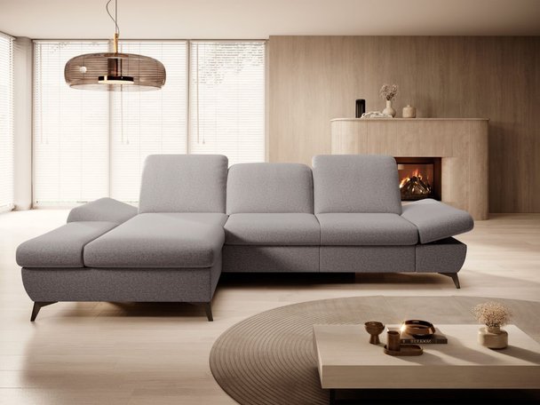 Canapé d'Angle Gauche Convertible avec Coffre Hannover Gris