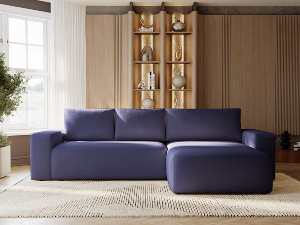 Canapé d'Angle Droite Convertible avec Coffre Tazones Bleu foncé