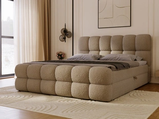 Lit Boxspring avec Coffre de Rangement 200x200 Modo Marron