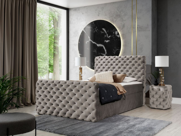 Lit Boxspring avec Coffre de Rangement 120x200 Cleo Lux Marron