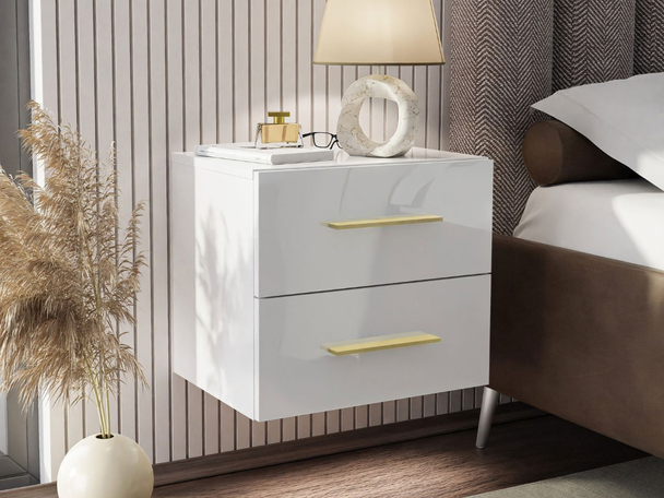 Table de chevet suspendue avec tiroirs Nuveo Lux Blanc