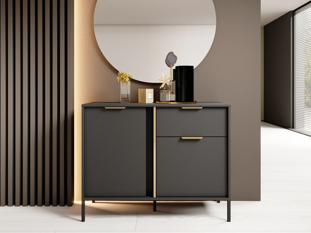 Commode avec portes et un tiroir Drino Anthracite
