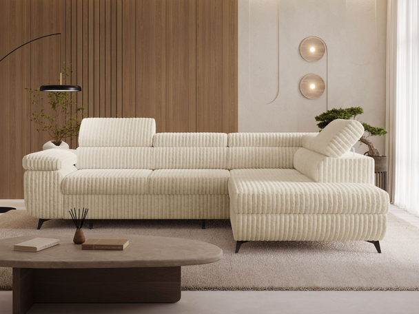 Canapé d'angle droit convertible avec coffre Argon Beige