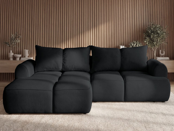 Canapé d'Angle Gauche Convertible avec Coffre Boono Noir
