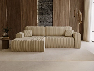 Canapé d'Angle Gauche Convertible avec Coffre Belvio Beige