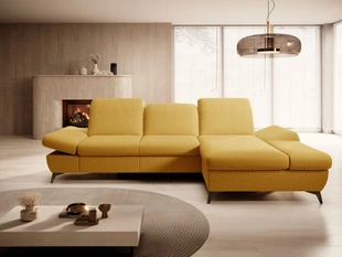 Canapé d'Angle Droite Convertible avec Coffre Hannover Jaune