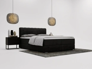Lit Boxspring avec Coffre de Rangement 180x200 Forte Noir
