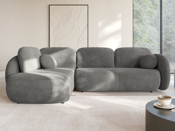 Canapé d'Angle Gauche Convertible avec Coffre Carino Gris