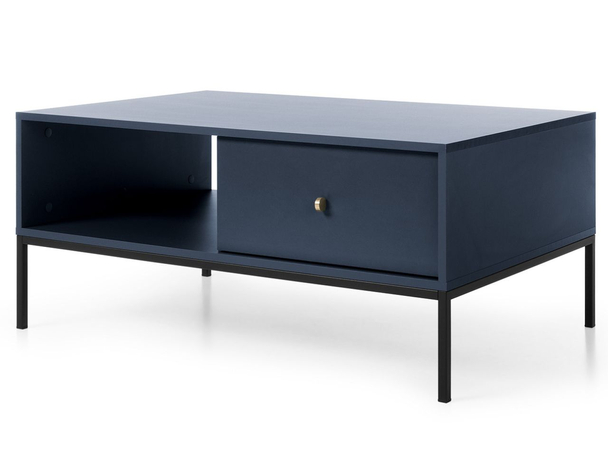 Table Basse avec Rangement sur Pieds Noirs Amor Bleu Marine