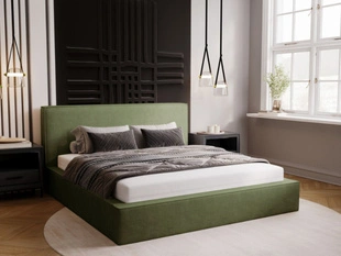 Lit Coffre rembourré avec sommier relevable 180x200 Monaco Vert