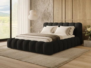 Lit Coffre rembourré avec sommier relevable 160x200 Averia Noir
