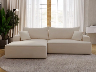 Canapé d'Angle Droite Convertible avec Coffre California Beige