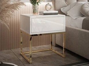 Table de chevet avec cadre en métal Brisa Brillant blanc