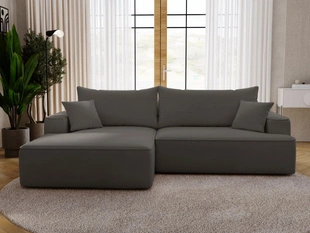 Canapé d'Angle Gauche Convertible avec Coffre California Gris foncé