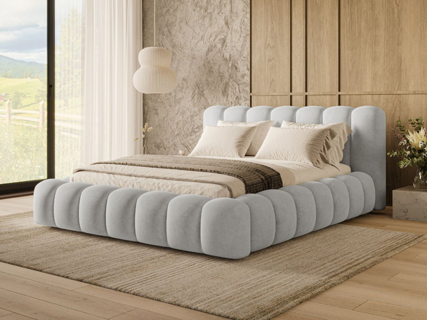 Lit Coffre rembourré avec sommier relevable 180x200 Averia Gris