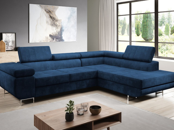 Canapé d'Angle Droite Convertible avec Coffre Solam L Bleu foncé