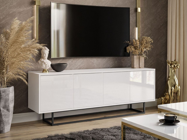 Meuble TV avec portes Vivance Blanc brillant