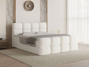 Lit Boxspring avec Coffre de Rangement 160x200 Rivon Créme