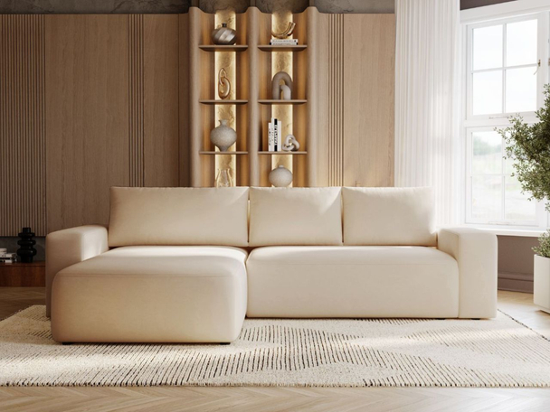 Canapé d'Angle Gauche Convertible avec Coffre Tazones Beige