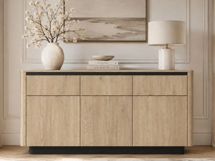 Buffet avec Portes et Tiroirs 160 cm Fascino Chêne Cremona, Noir