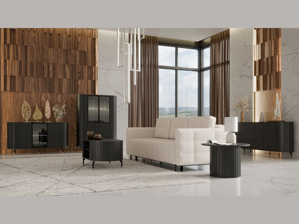 ensemble de meubles de salon Soria Noir mat