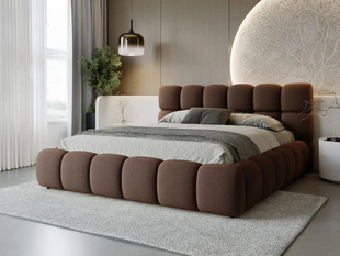 Lit Coffre rembourré avec sommier relevable 120x200 Modo Marron