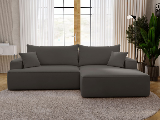 Canapé d'Angle Droite Convertible avec Coffre California Gris foncé