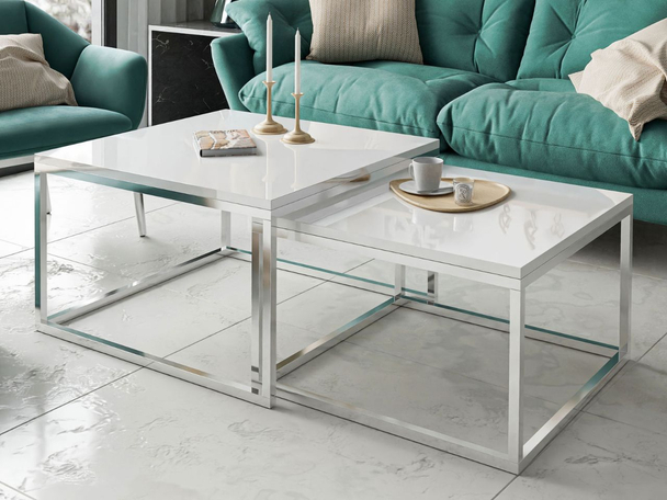 Tables Basses Gigognes Asumi Blanc Brillant 36x42
