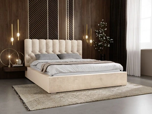 Lit Coffre rembourré avec sommier relevable 200x200 Roma Beige