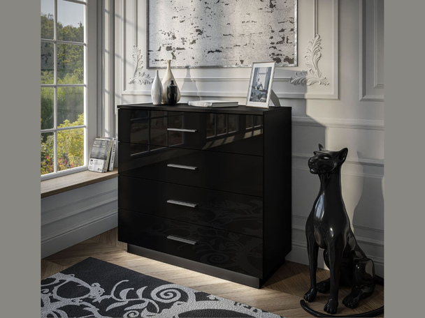 Commode de Rangement avec éclairage LED Nuveo Noir