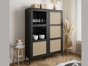 Moderne Vitrine sur pied de style bohème Bellance Noir
