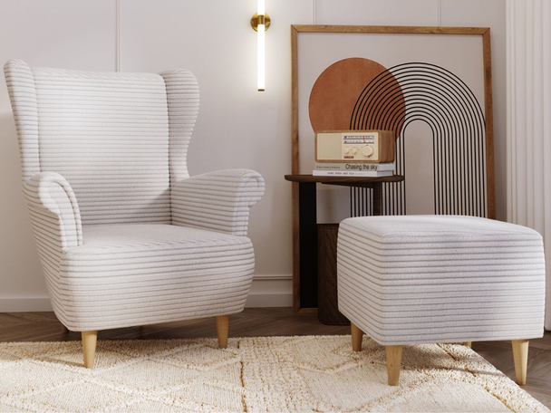Fauteuil avec repose-pieds Roti Gris clair