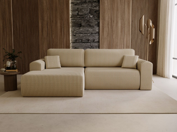 Canapé d'Angle Gauche Convertible avec Coffre Belvio Beige