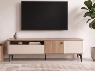 Meuble TV avec caissons, 180 cm, Arelis Cachemire, Noyer Royal