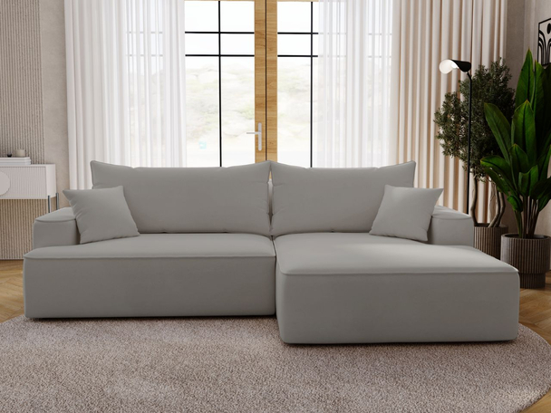 Canapé d'Angle Droite Convertible avec Coffre California Gris clair