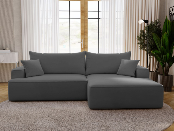 Canapé d'Angle Droite Convertible avec Coffre California Gris