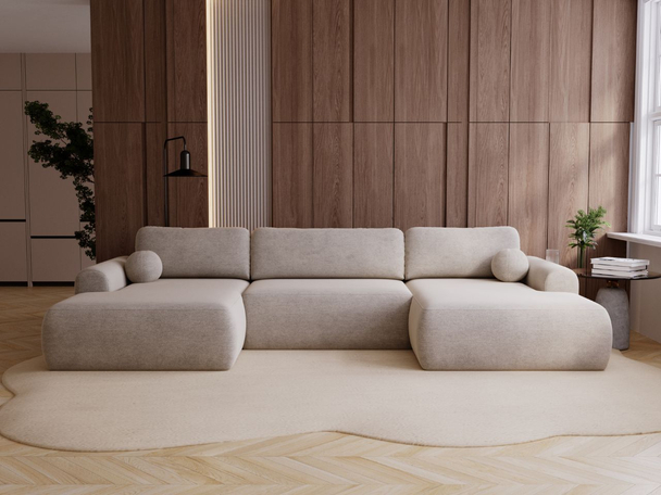 Canapé Panoramique Convertible avec Coffre Savana Beige
