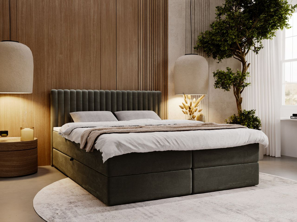 Lit Boxspring avec Coffre de Rangement 180x200 Marbella Gris foncé