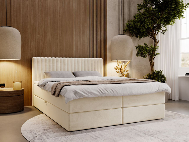 Lit Boxspring avec Coffre de Rangement 180x200 Marbella Beige
