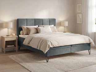 Lit Boxspring avec Coffre de Rangement 180x200 Vendi gris