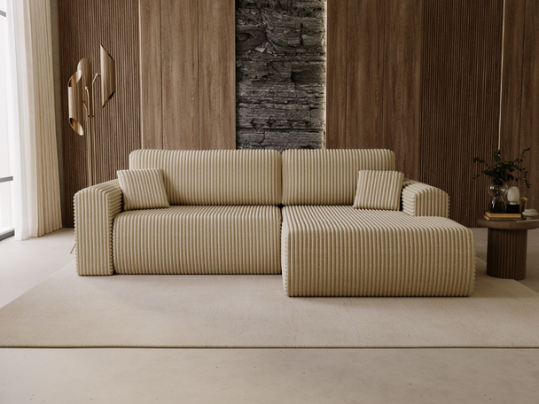 Canapé d'Angle Droite Convertible avec Coffre Belvio Beige