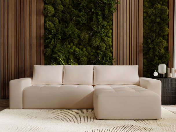 Canapé d'Angle Droite Convertible avec Coffre Portland Beige