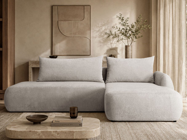 Canapé d'Angle Convertible avec Coffre Velis Beige